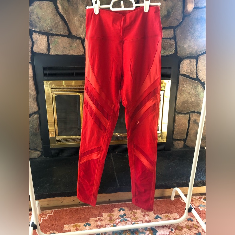 Red moto leggings
